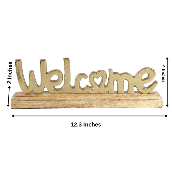 Metal Free Standing Tabletop Welcome Sign | - Gold