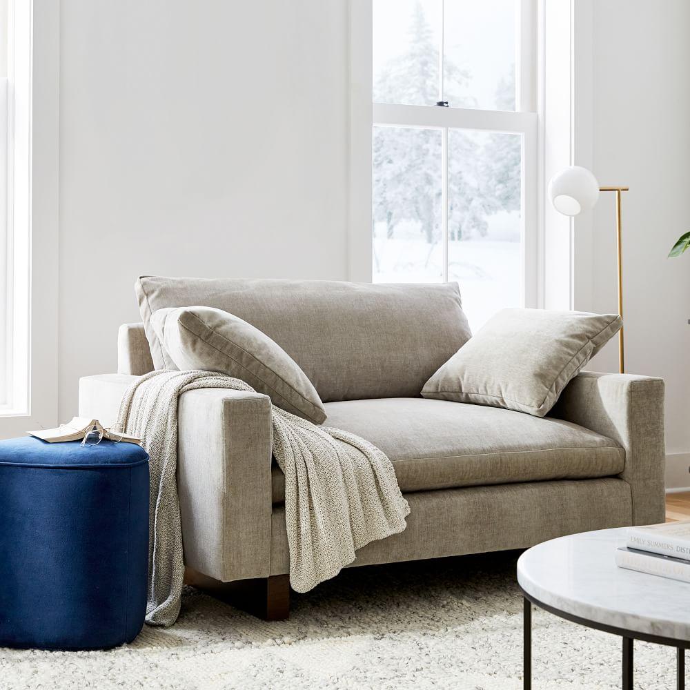 Bursa Loveseat | Sheesham Wood & Linen Fabric