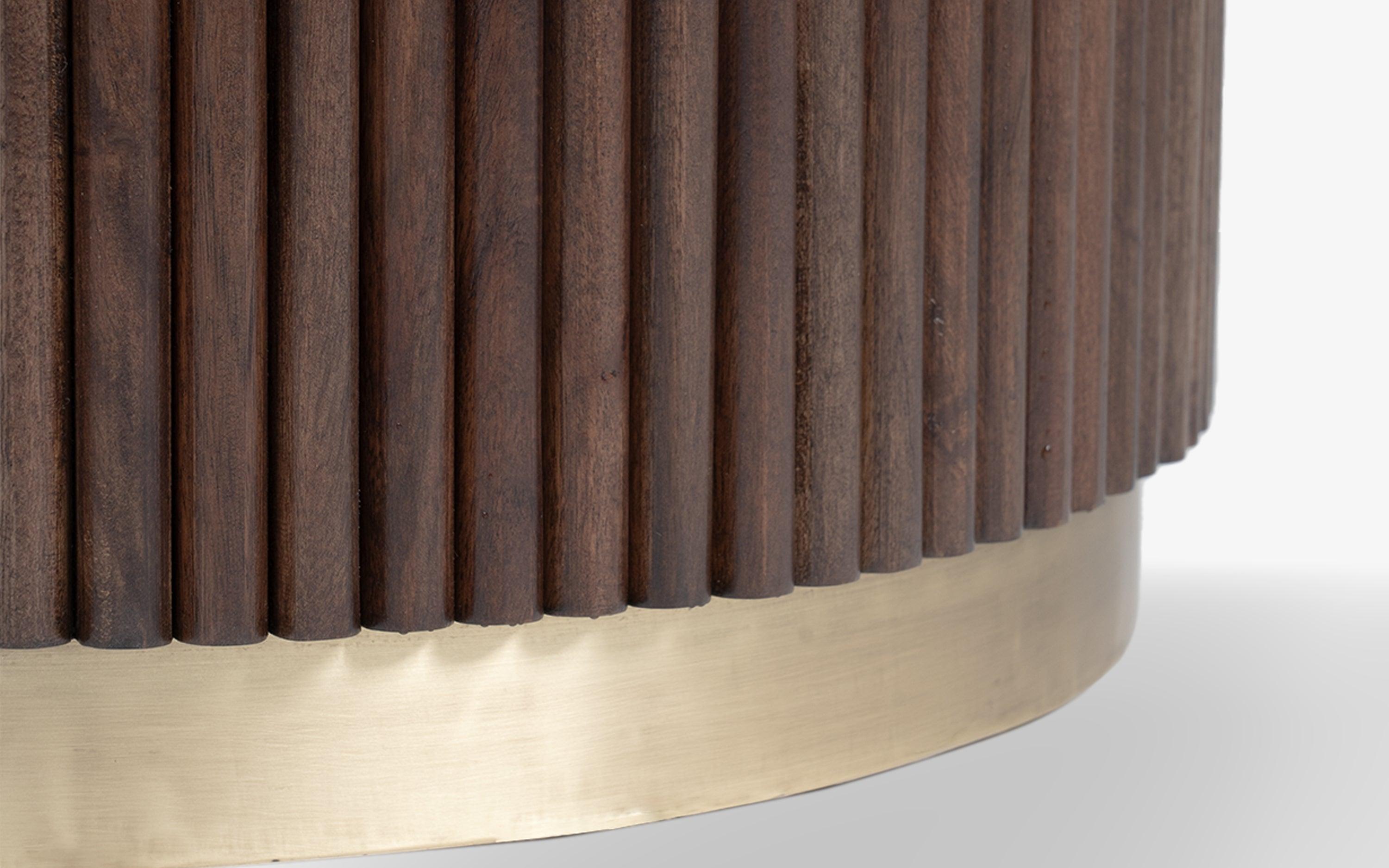 Kotaro Gold Designer Coffee Table | Wooden Center Table for Living Room | Acacia Wood Tea Table