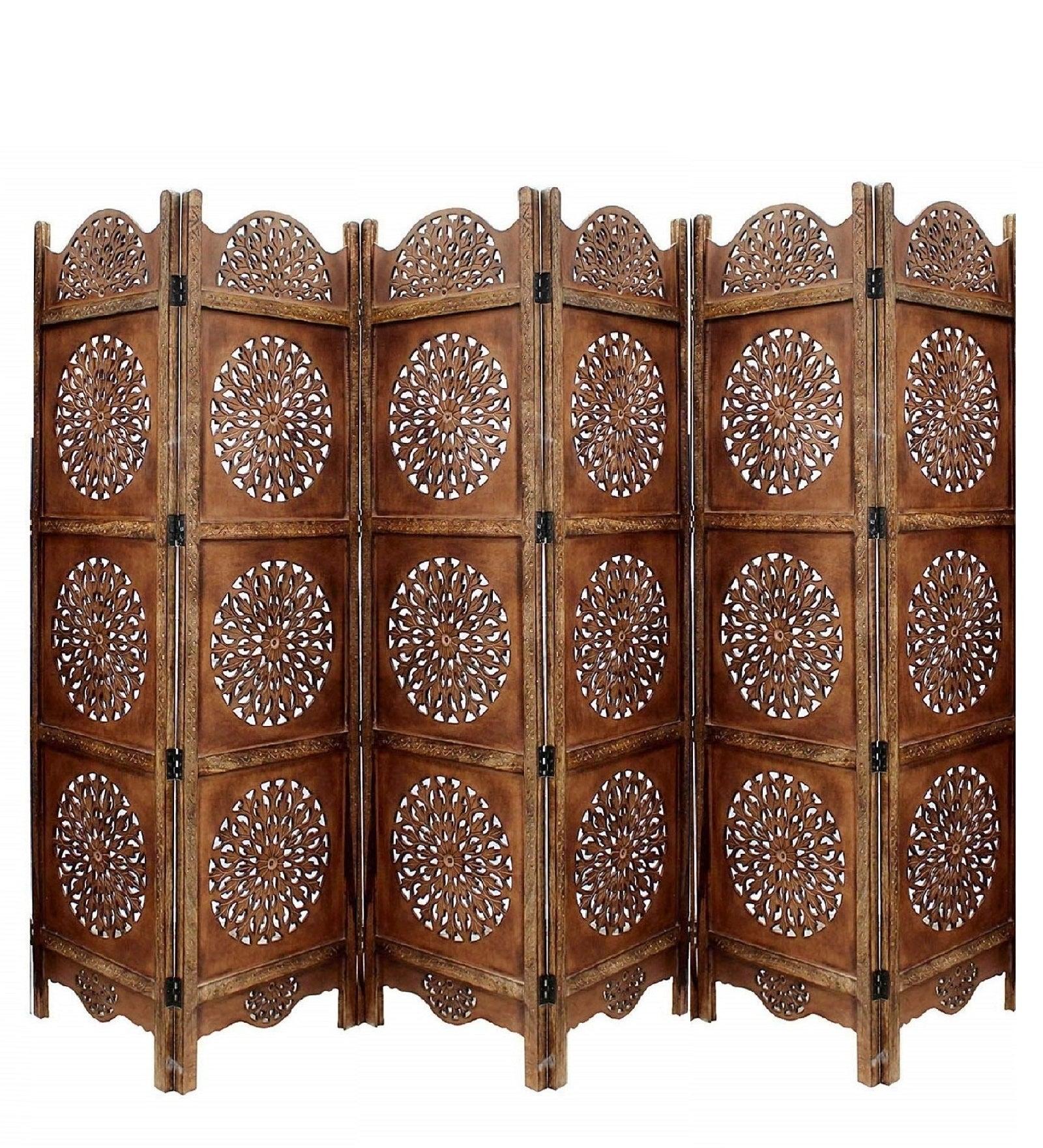 MDF Jali Room Divider with Handcrafted Mango Wood Frame