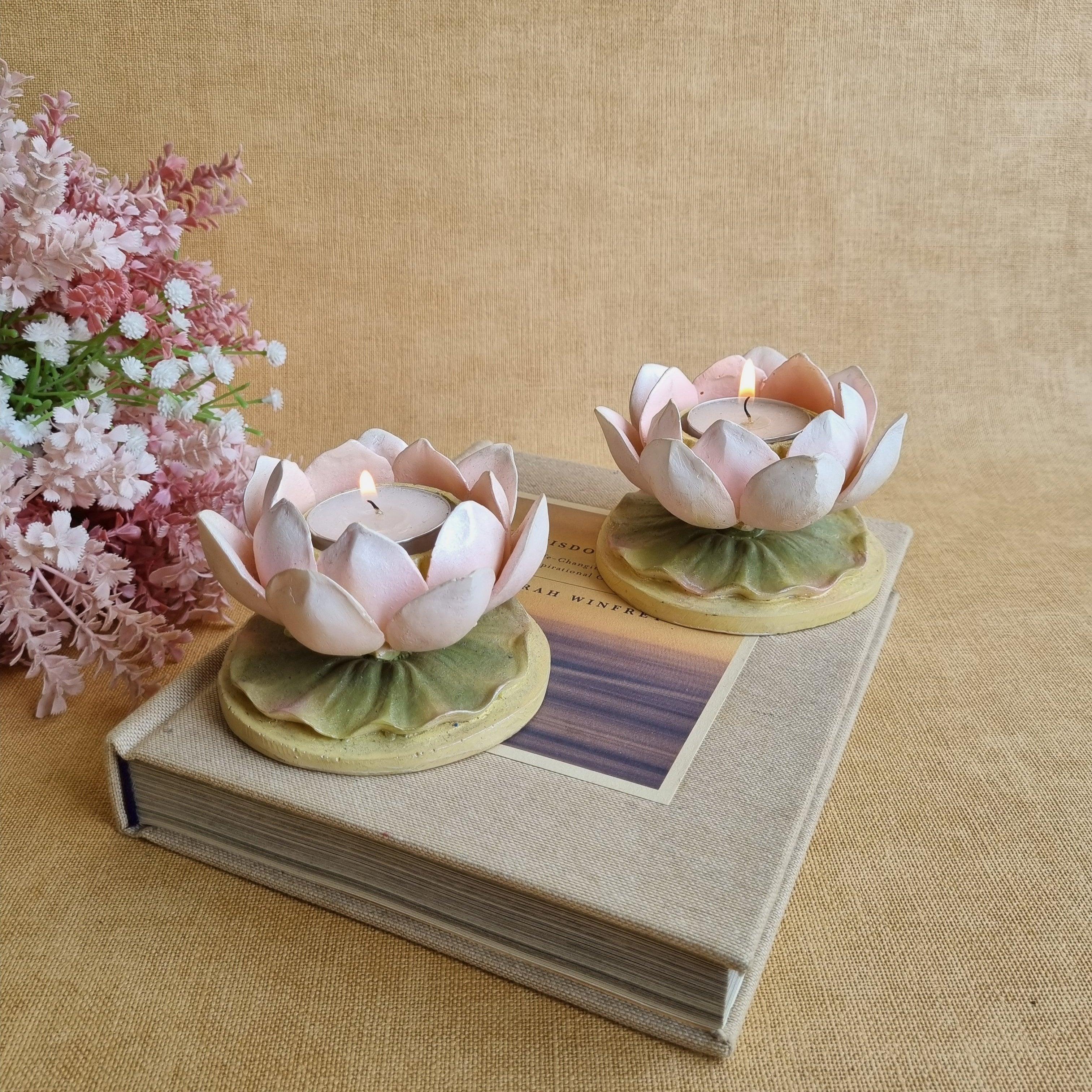 Pink Rose Base Tealight Holder | Decorative Tealight Candle Holder