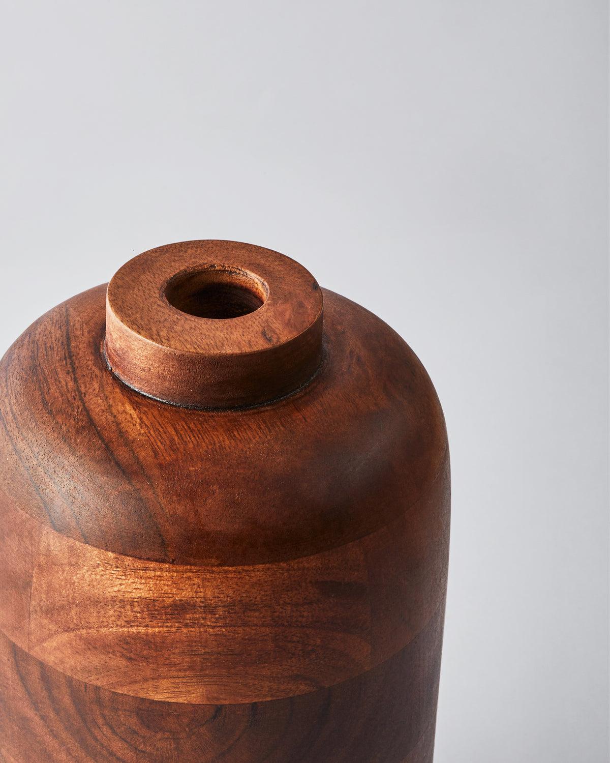 Acacia Wood Flower Pot | Elegant Flower Vase for Home and Office Decor