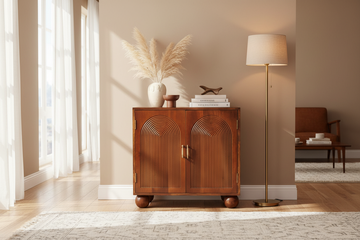 Chestnut Carved Ball Cabinet