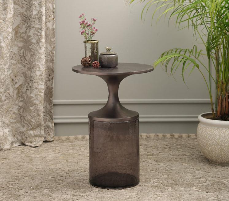 Vinoasis Side Table for Living Room | Designer Glass End Table | Corner Tables