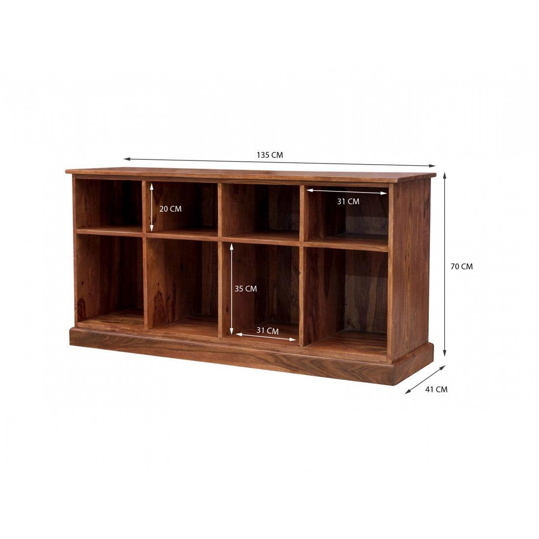 Solid Sheesham Wood Space Saver Large Bookshelf | Sideboard
