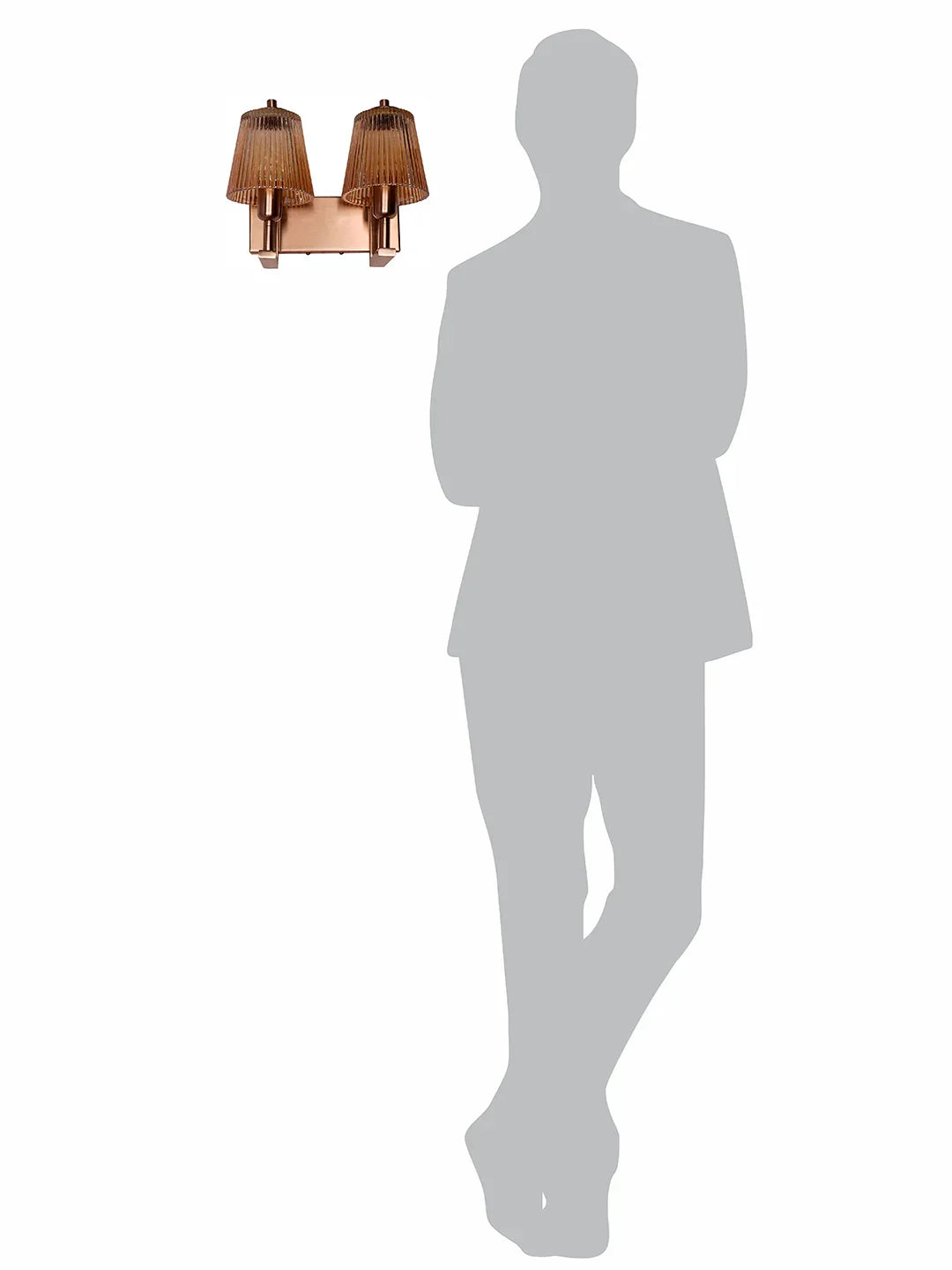 Modern Double Copper and Glass Ribbed Wall Sconce