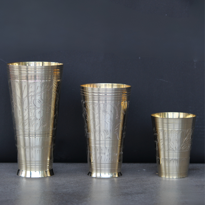 Golden Brass Drinking Glass for Dining | Premium Drinkware for Serving Water