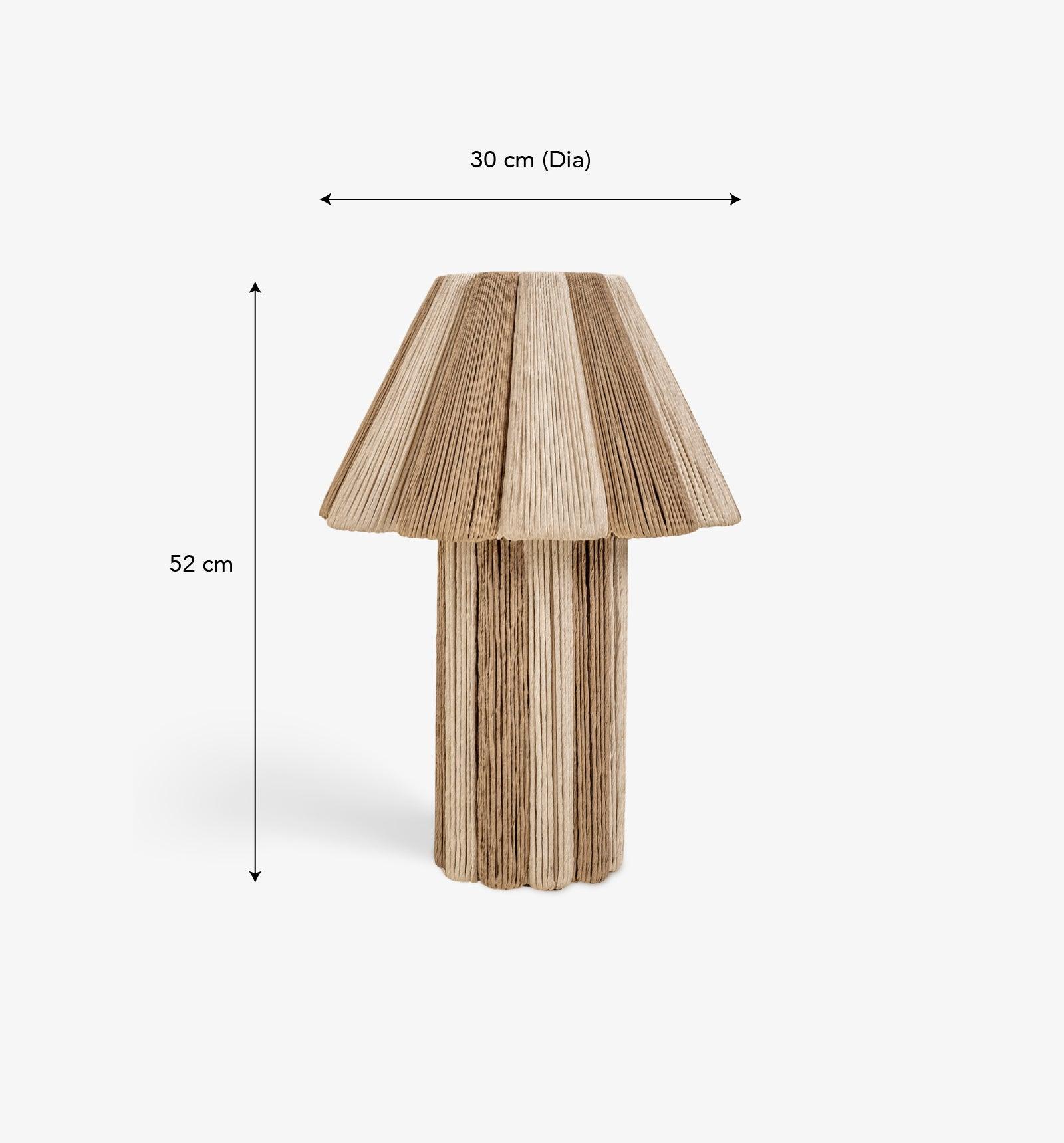 Kenji Table Lamp | White Conical Metal & Rafia Designer Table Lamp for Living Room