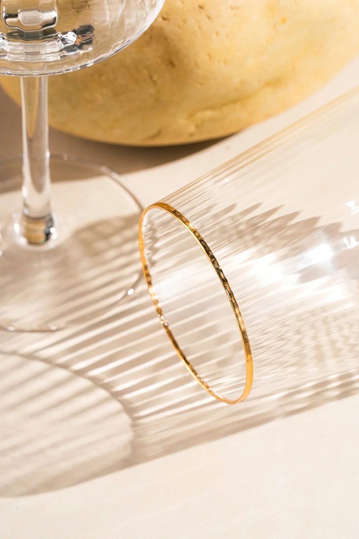 Clear Wine Glasses With Golden Rim Set of 6 - Premium Tableware