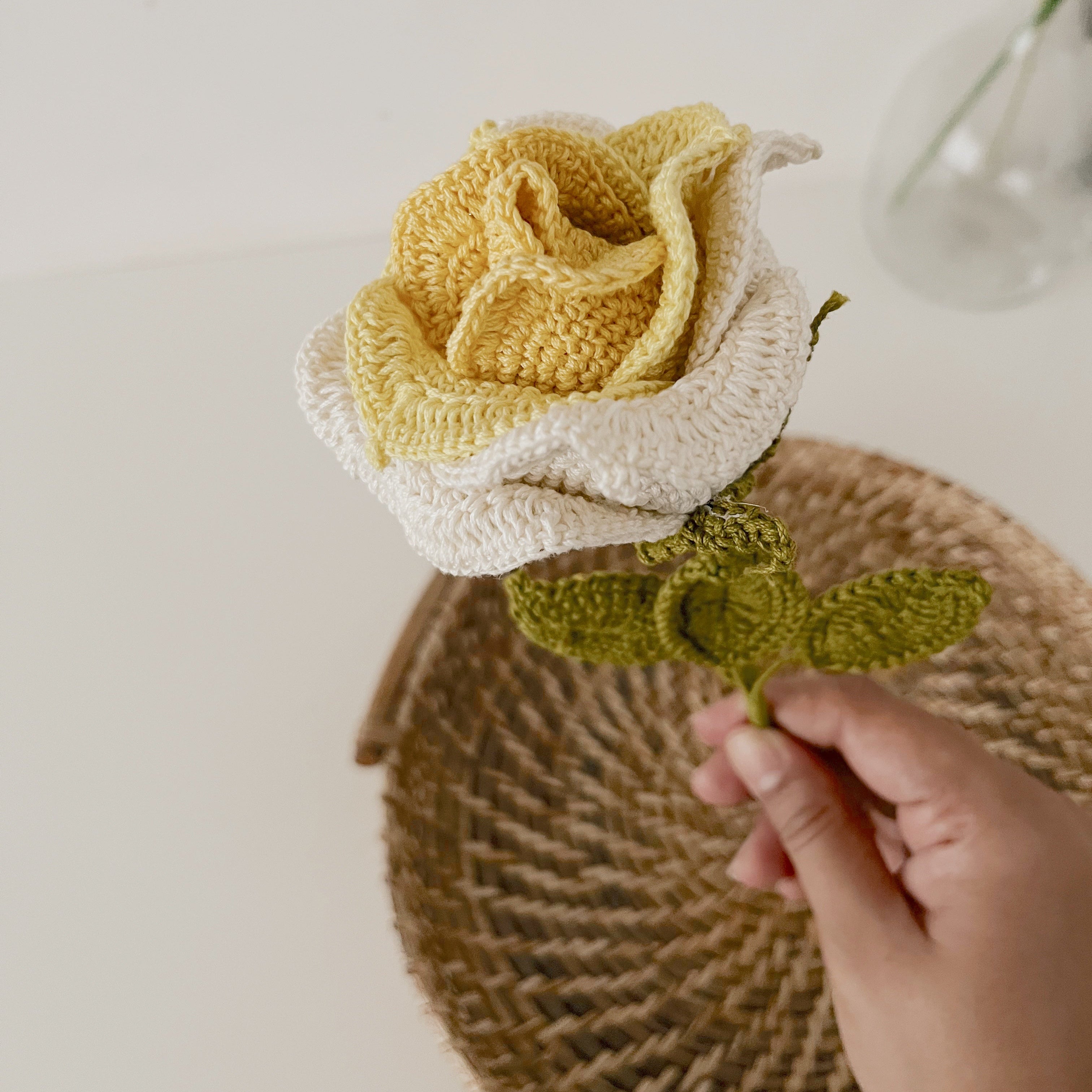 Crochet Gradient Thai Rose - Crochet Flower - 12" height / Single