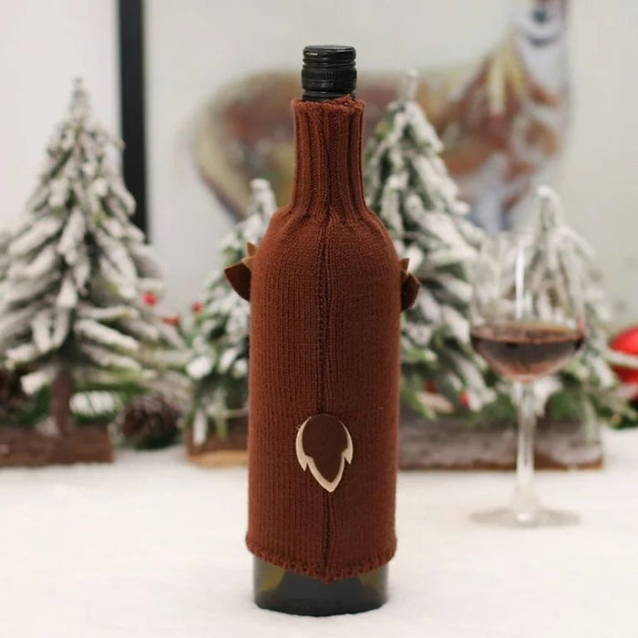 Santa And Reindeer Wine Bottle Cover Set | Santa & Reindeer Wine Bottle Wrapping Pouch