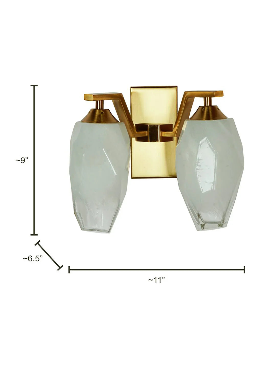 Modern Geometric Double Wall Sconce with Frosted Glass Shades