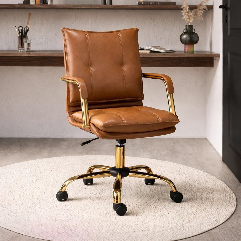 Velvet Office Chair | Ergonomic Study Chair with Metal Legs | Study Chair