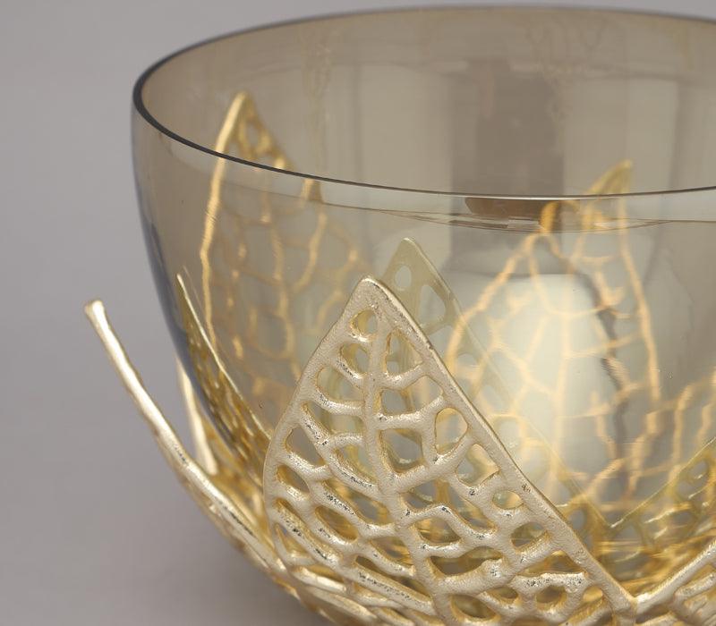 Xylem Bowl | Gold Finished with Siege Luster Glass