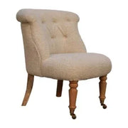 Boucle Solid Mango Wood Cream Accent Chair | Lounge Chair for Living Room