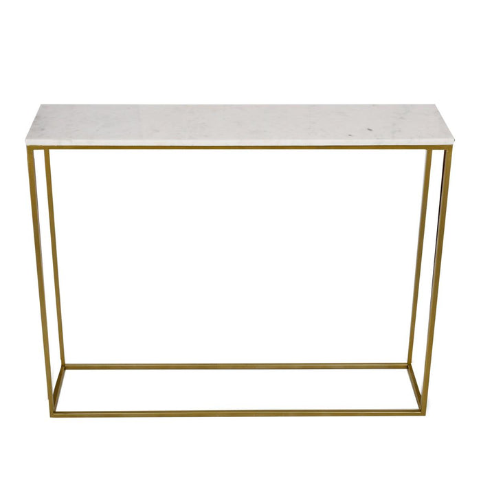 Nested Console Table Marble Top Gold Finish Legs Set of 2