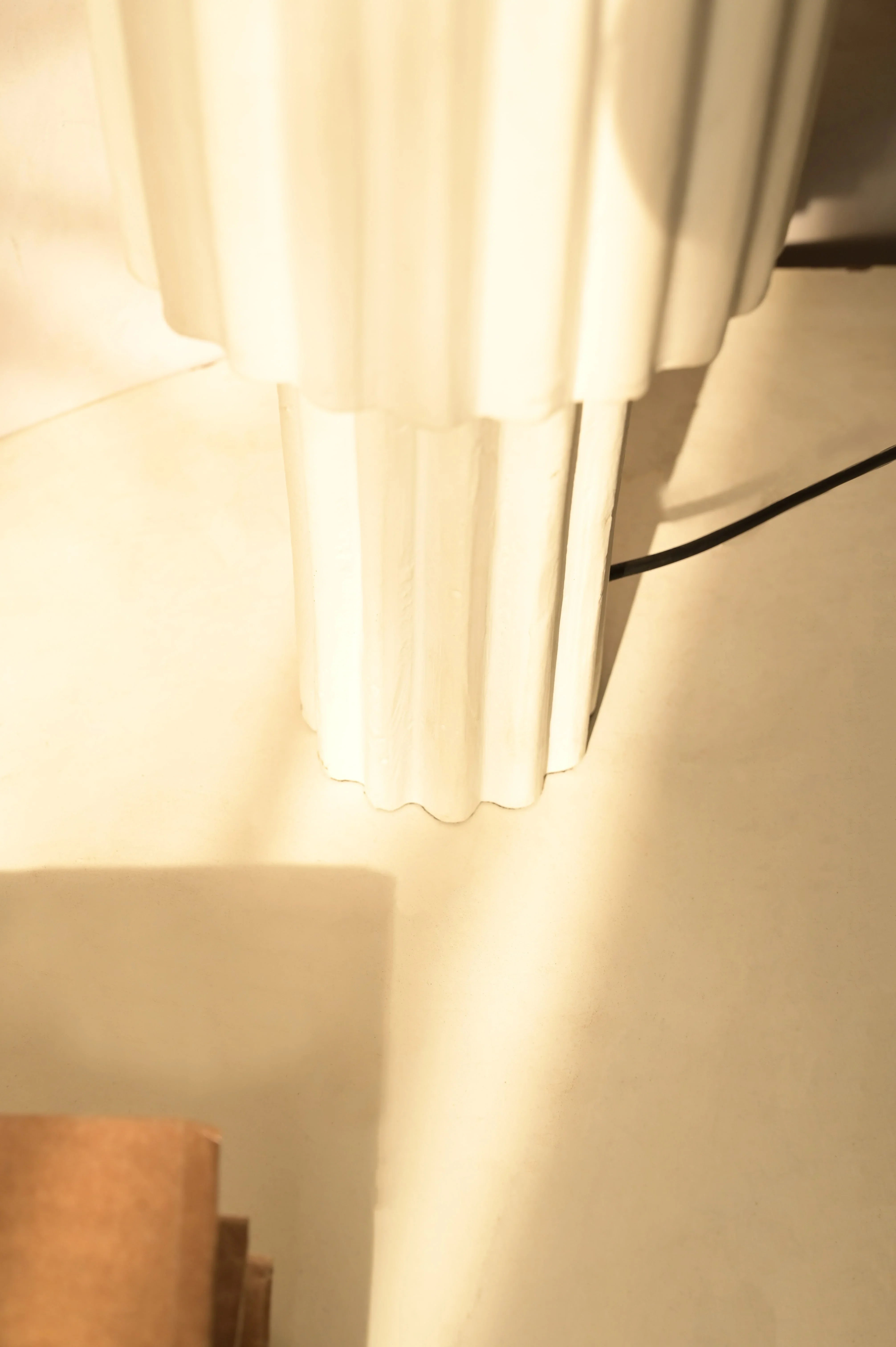 Flair Cream Designer Table Lamp | Textured Fluted Aluminium Desk & Bedside Lamp for Modern Home Decor