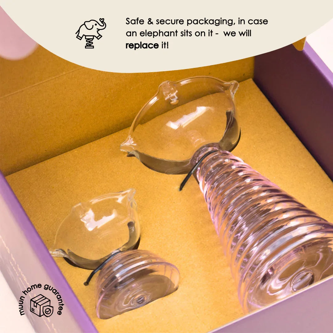 Glass Diya Pair Gift Set - Tall & Short Diyas