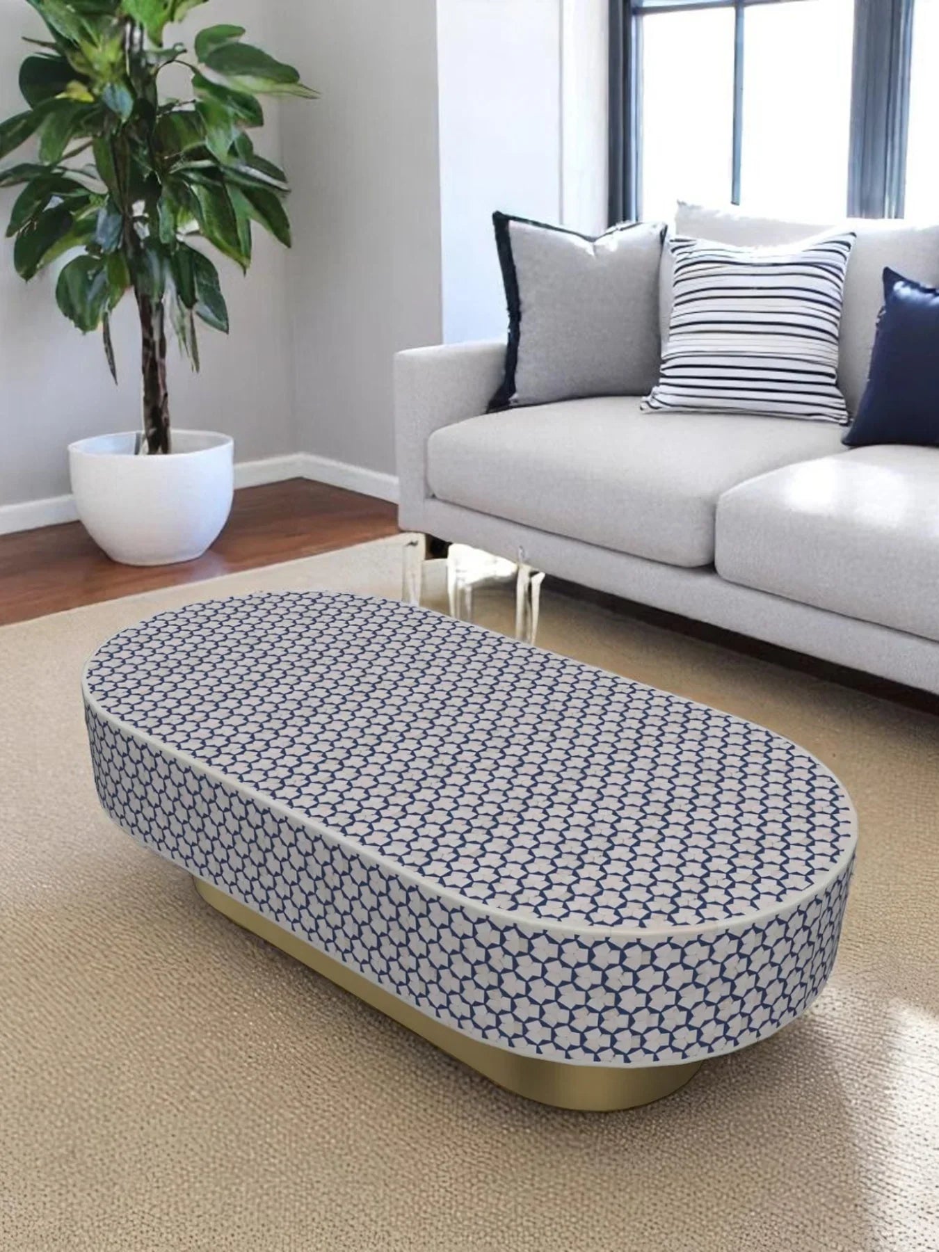 Inlay Jordan Oval Shape Coffee Table - Targua