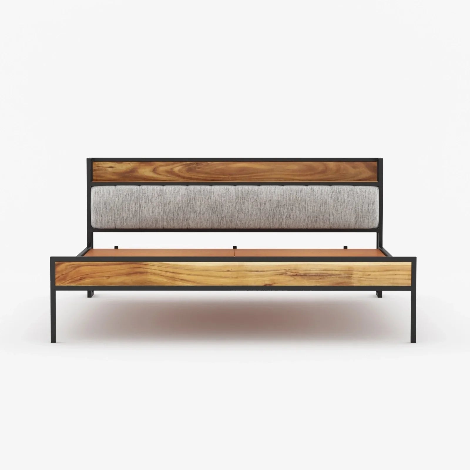 Pixel Wooden Queen Bed with Functional Headboard