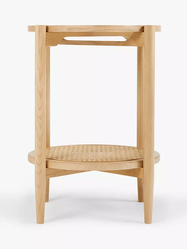 Stacked Premium Mango Wood Cane Side Table for Living Room | End Table