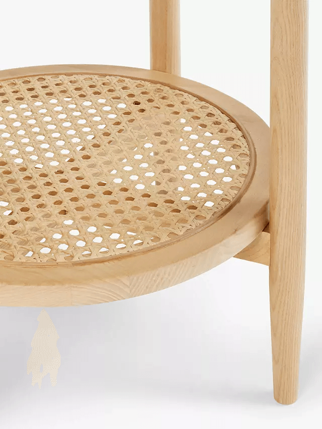 Stacked Premium Mango Wood Cane Side Table for Living Room | End Table