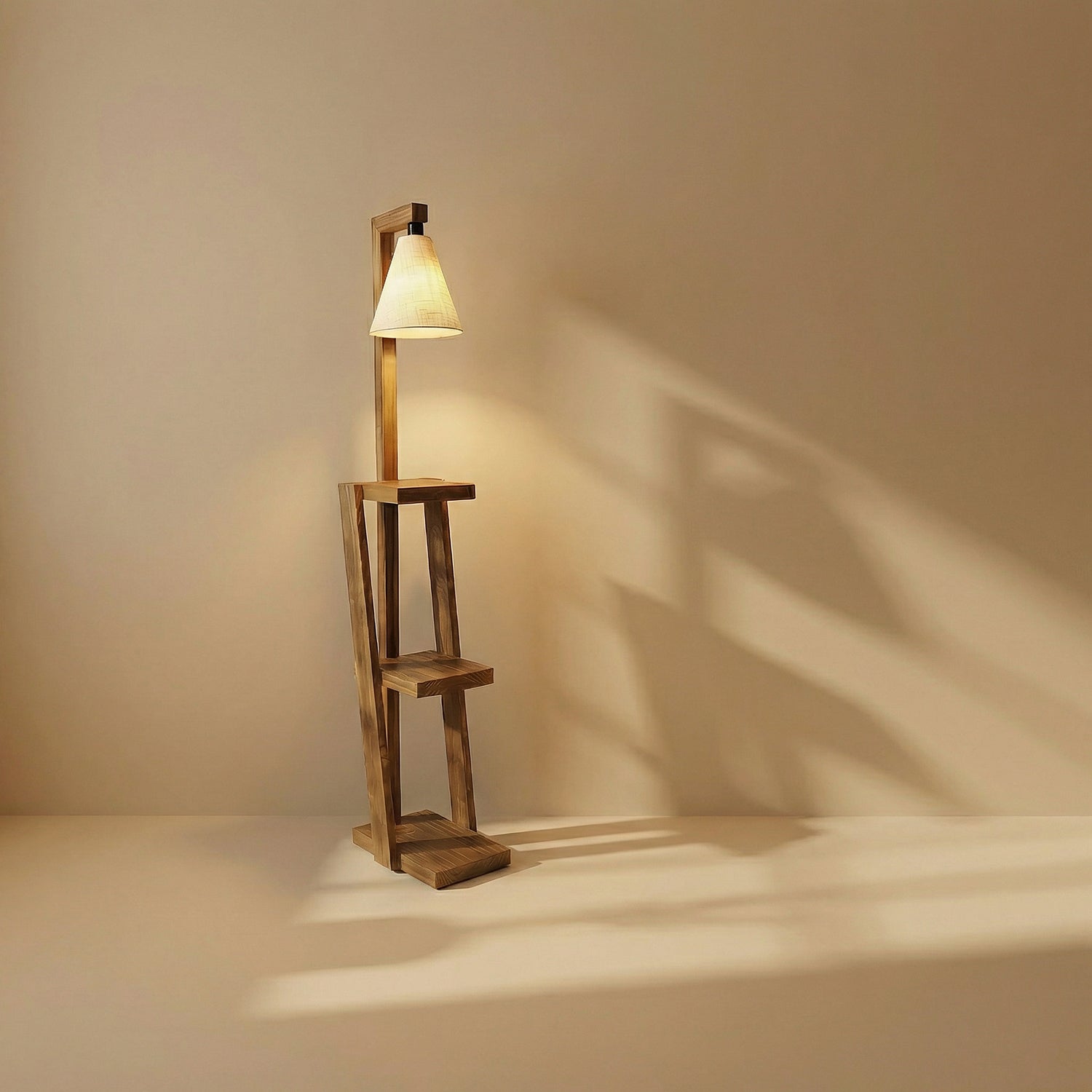 Julia Wooden Floor Lamp with Jute Fabric Lampshade | Standing Lamps for Living Room