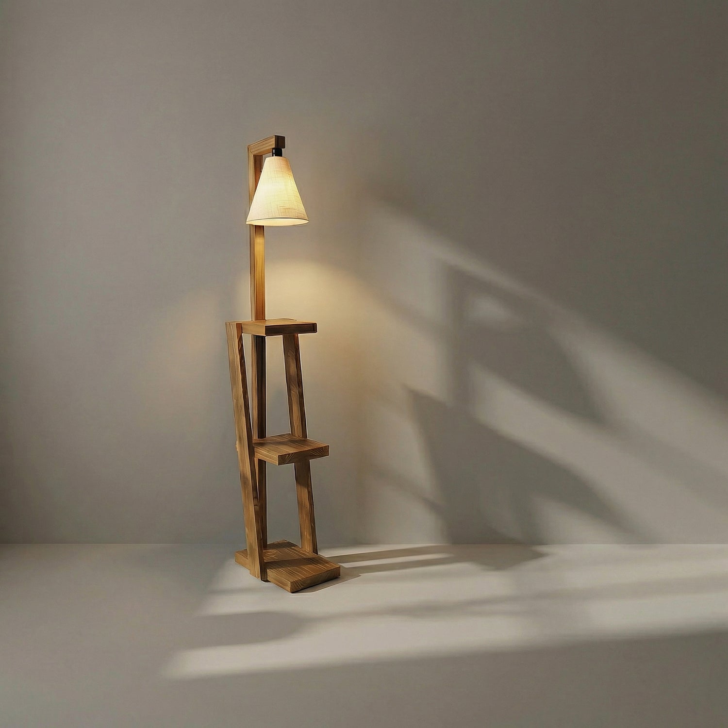 Julia Wooden Floor Lamp with Jute Fabric Lampshade | Standing Lamps for Living Room