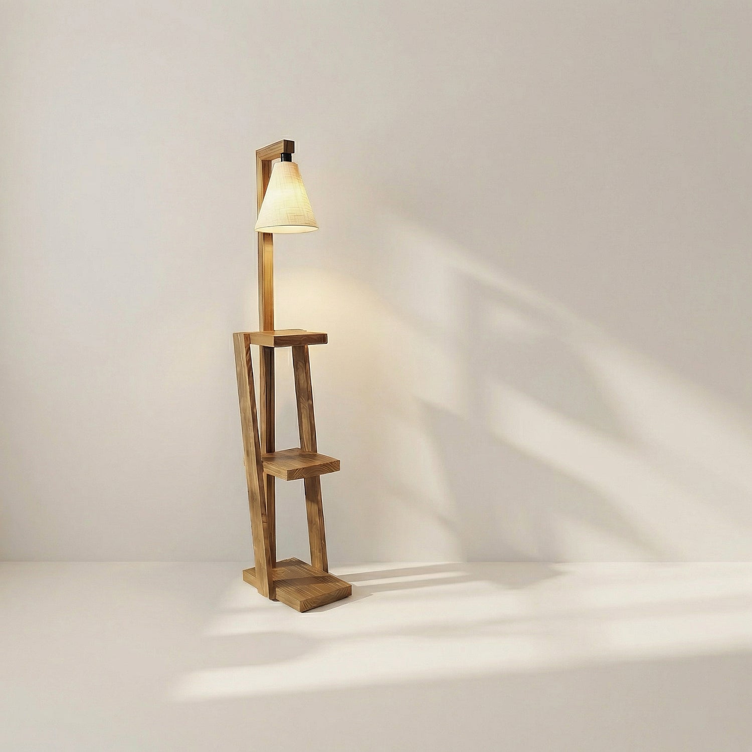 Julia Wooden Floor Lamp with Jute Fabric Lampshade | Standing Lamps for Living Room