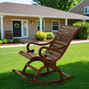Wooden Rocking Chair | Classic Acacia Wood Rocker for Living Room & Porch | Comfortable Chair