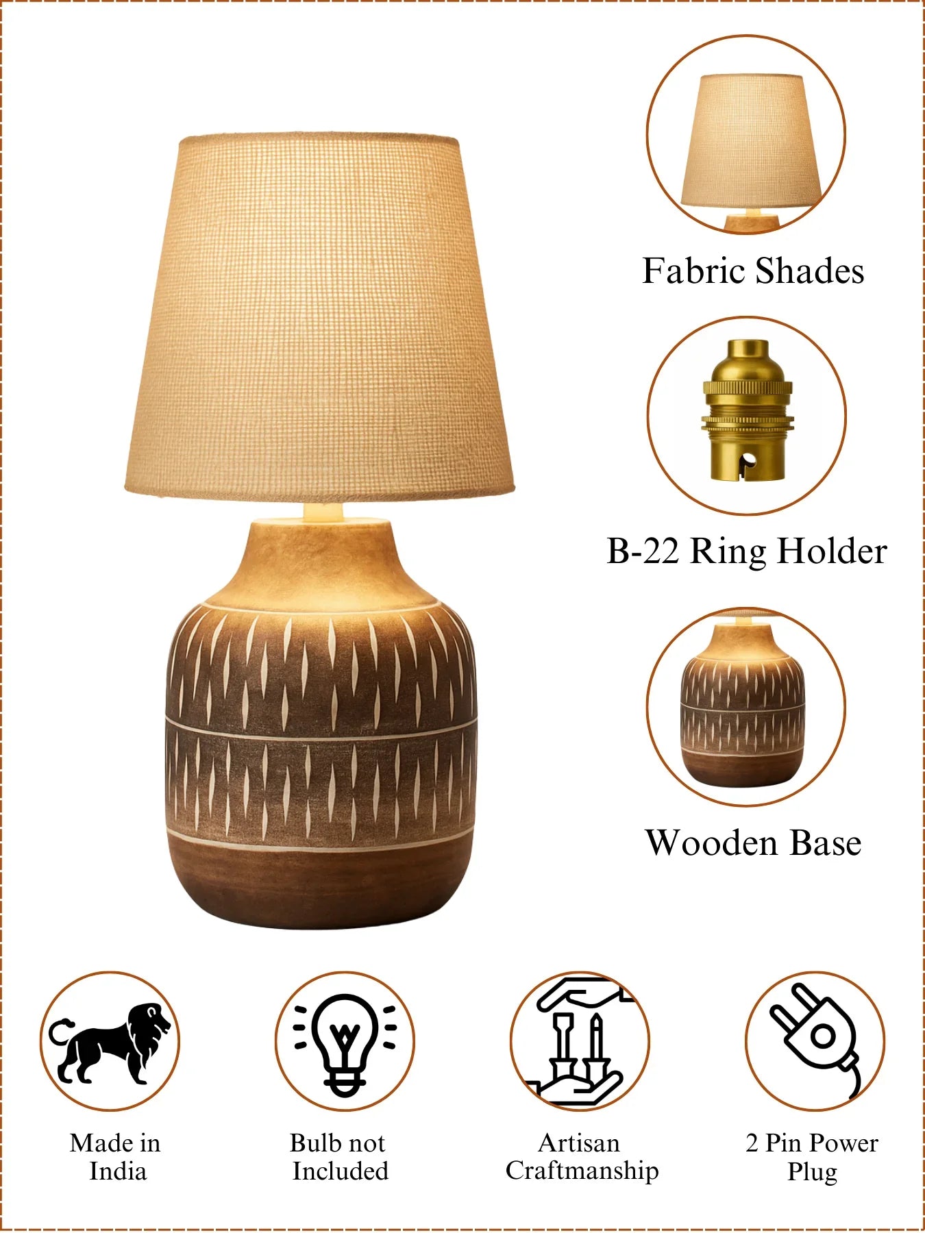 Wooden Table Lamp with Jute Shade