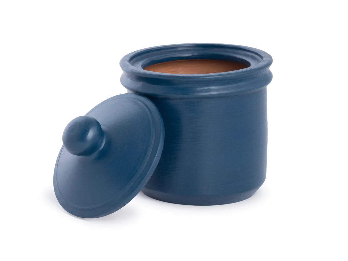 Handcrafted Terracotta Cylindrical Jar With Lid