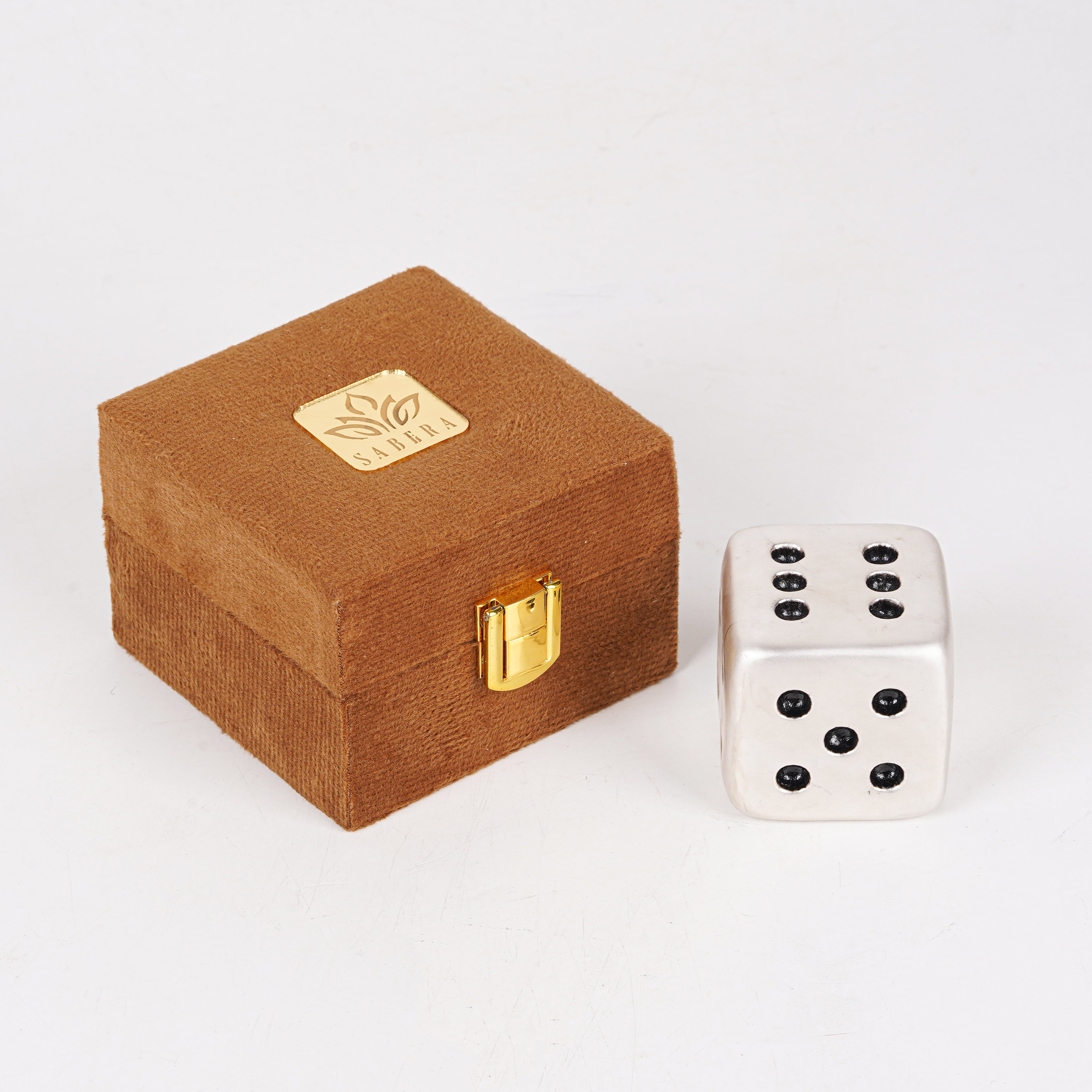 Pure Silver Plated Brass Dice Paperweight