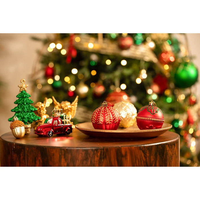 Christmas Ball Ornaments XMas Tree Hanging Decorations, Red, Green & Gold theme christmas Balls, 60 pcs Box Set