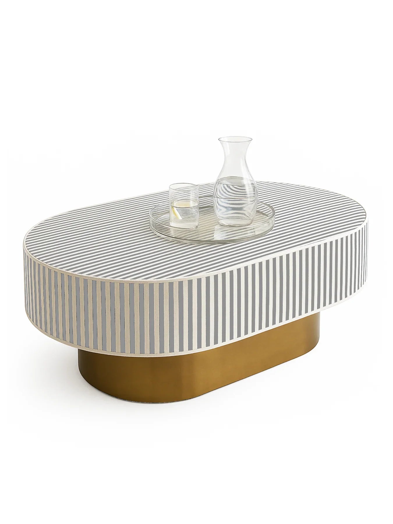 Inlay Jordan Oval Shape Coffee Table - Waterfall