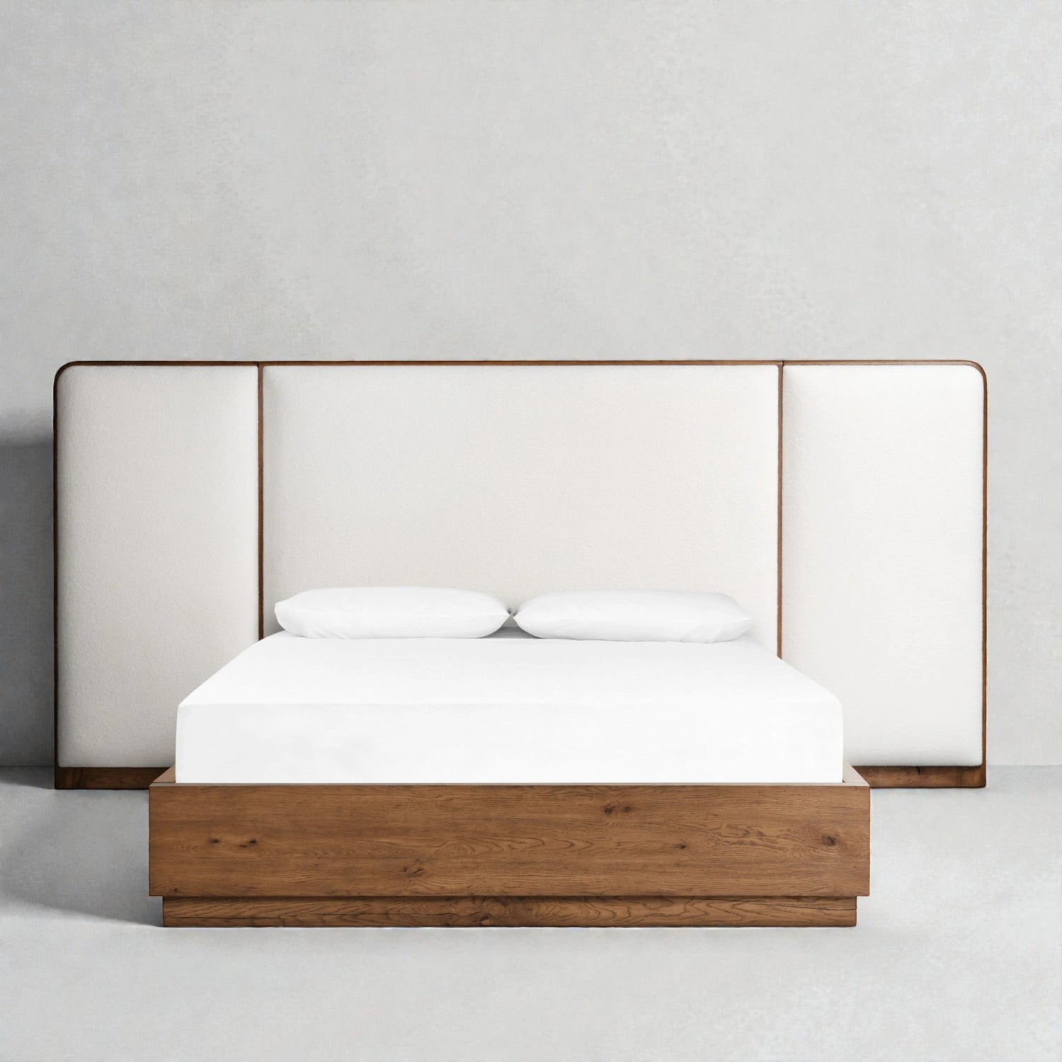 Ronald Solid Ash Wood And Fabric Upholstered King Size Bed