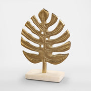 Big Gold Leaf Sculpture with Marble Base | Elegant Home Decor