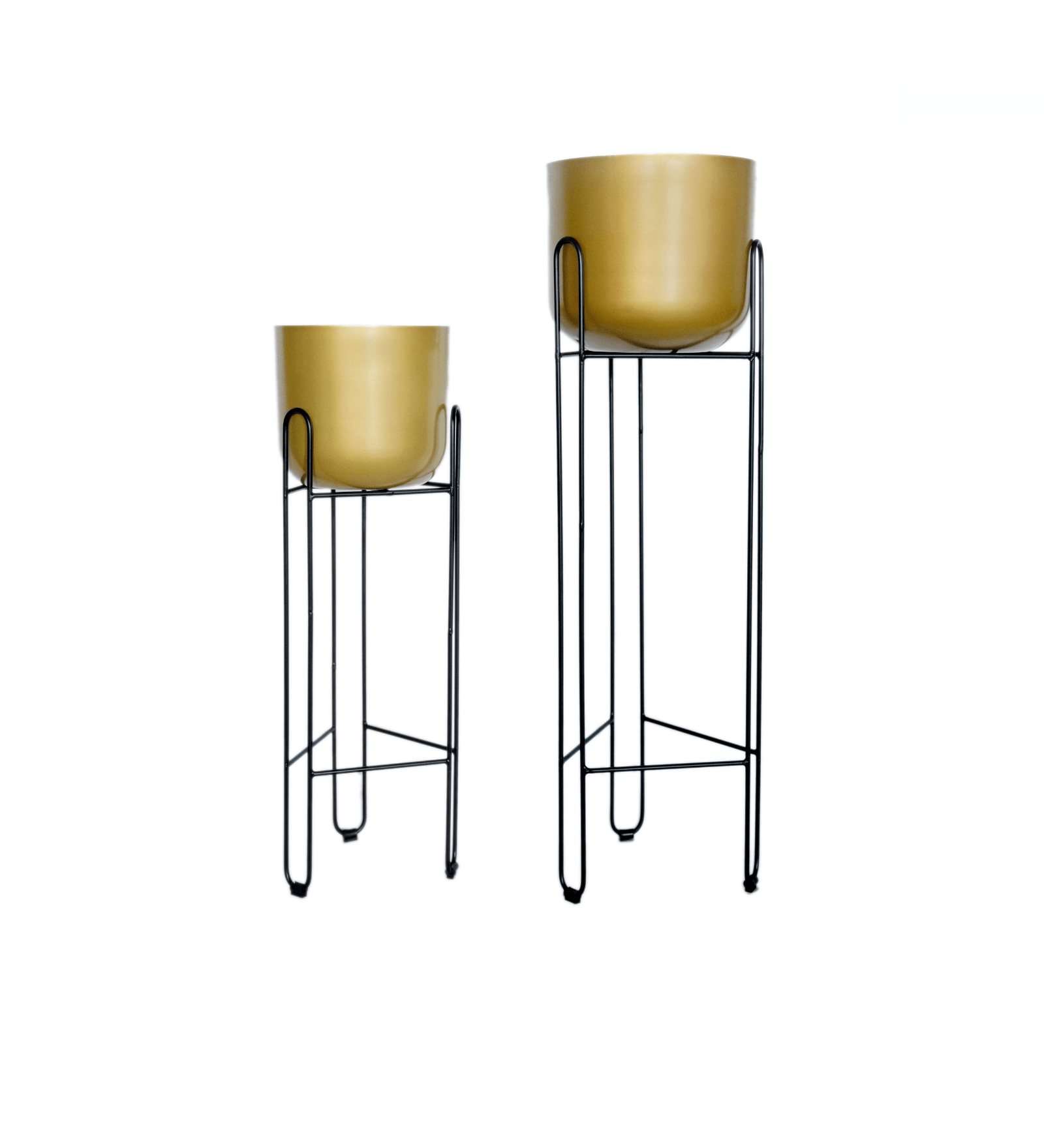 Gold Metal Floor Planters with Stands Planters for Living Room, Bedroom Pack of 2
