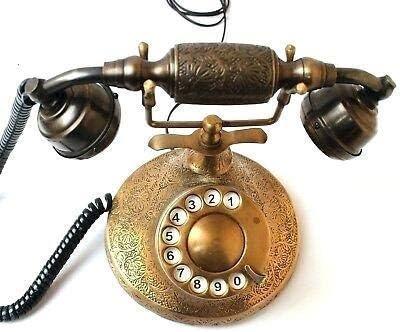 Vintage Finery Golden Antique Rotary Dial Telephone Authentic Brass Finish