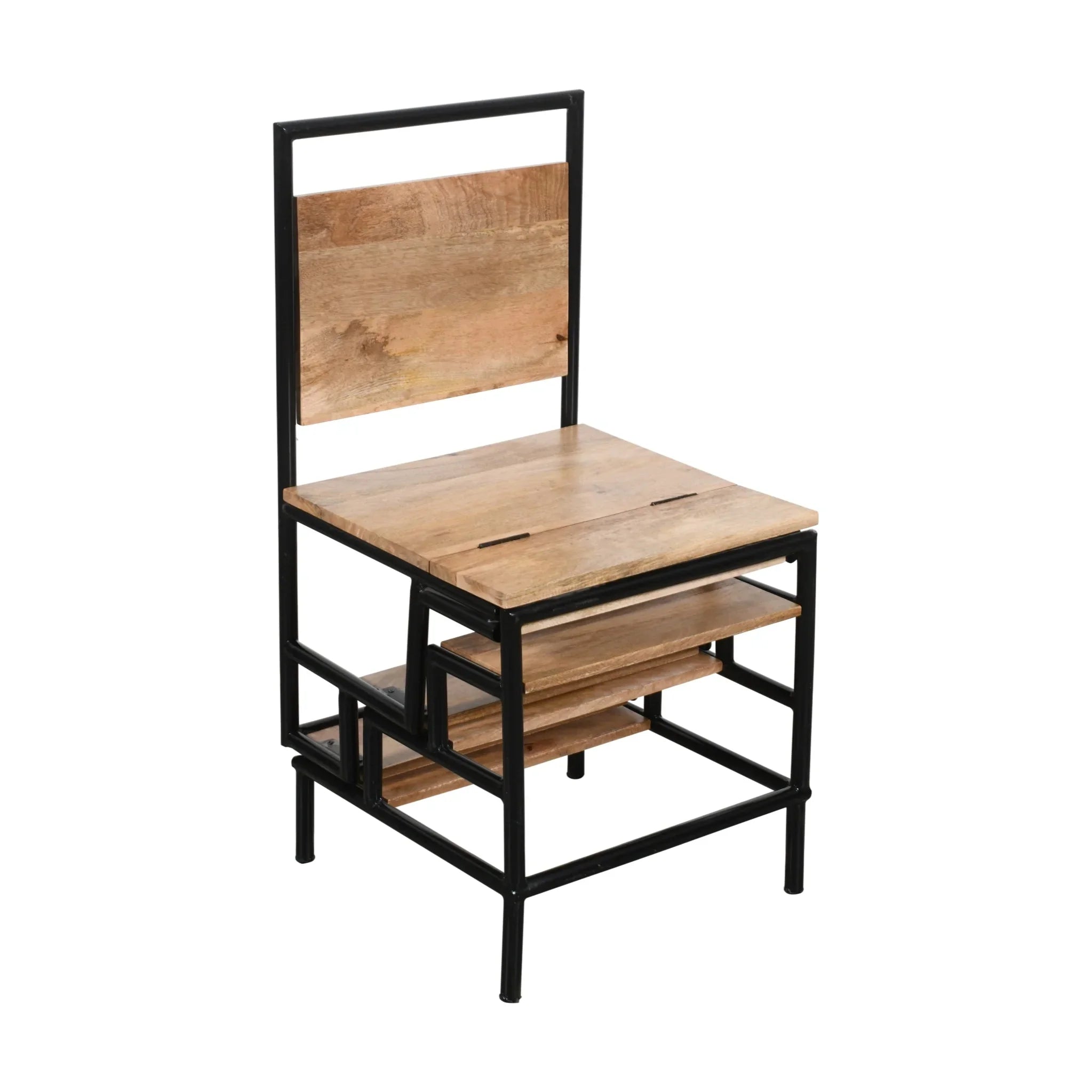 Minicoy Multipurpose Wooden Chair Cum Ladder | Folding Step Stool for Home & Kitchen