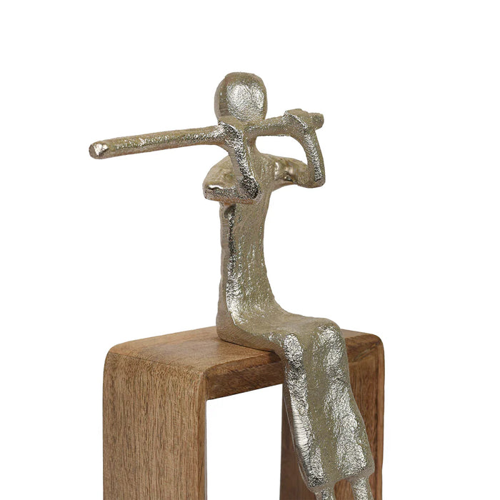 The People Musician Playing Flute Sculpture 8.5 inches tall