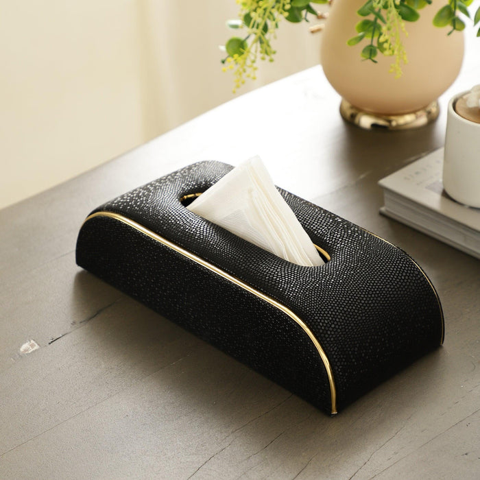 Sleek Slant Leather Napkin Box | Tissue Paper Holder