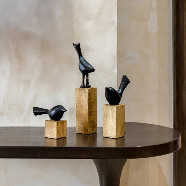 Harmony Trio - Metal Birds on Wooden Stand