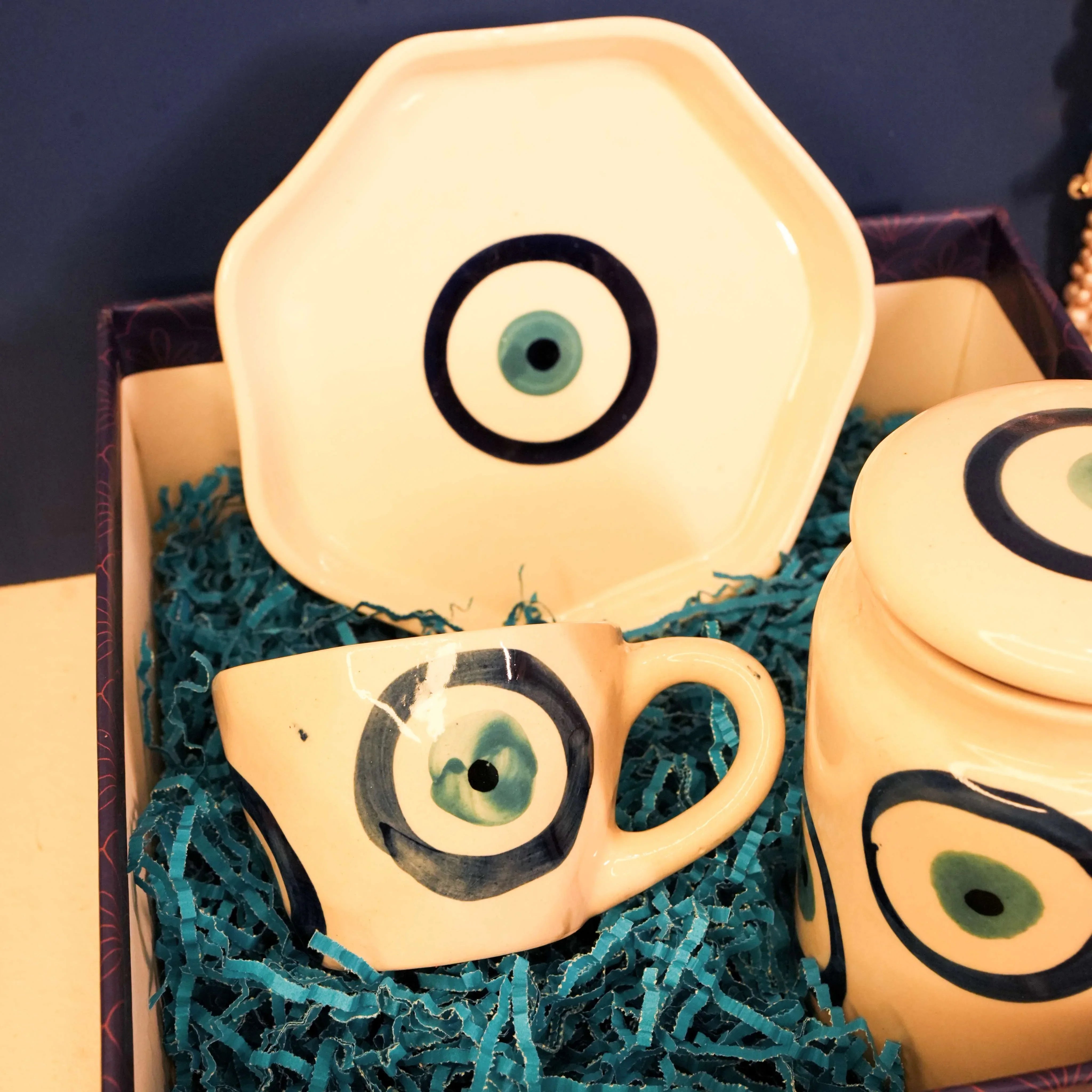 Nazar Suraksha Evil Eye Breakfast Set | Cup & Plate Diwali Gift Box