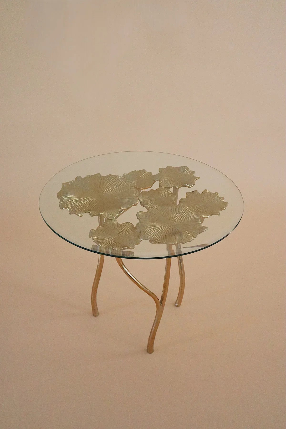 Nelumbo Coffee Table for Living Room | Lotus Inspired Designer Gold Sculptural Center Table