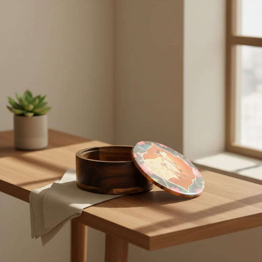 Wooden Round Multipurpose Box