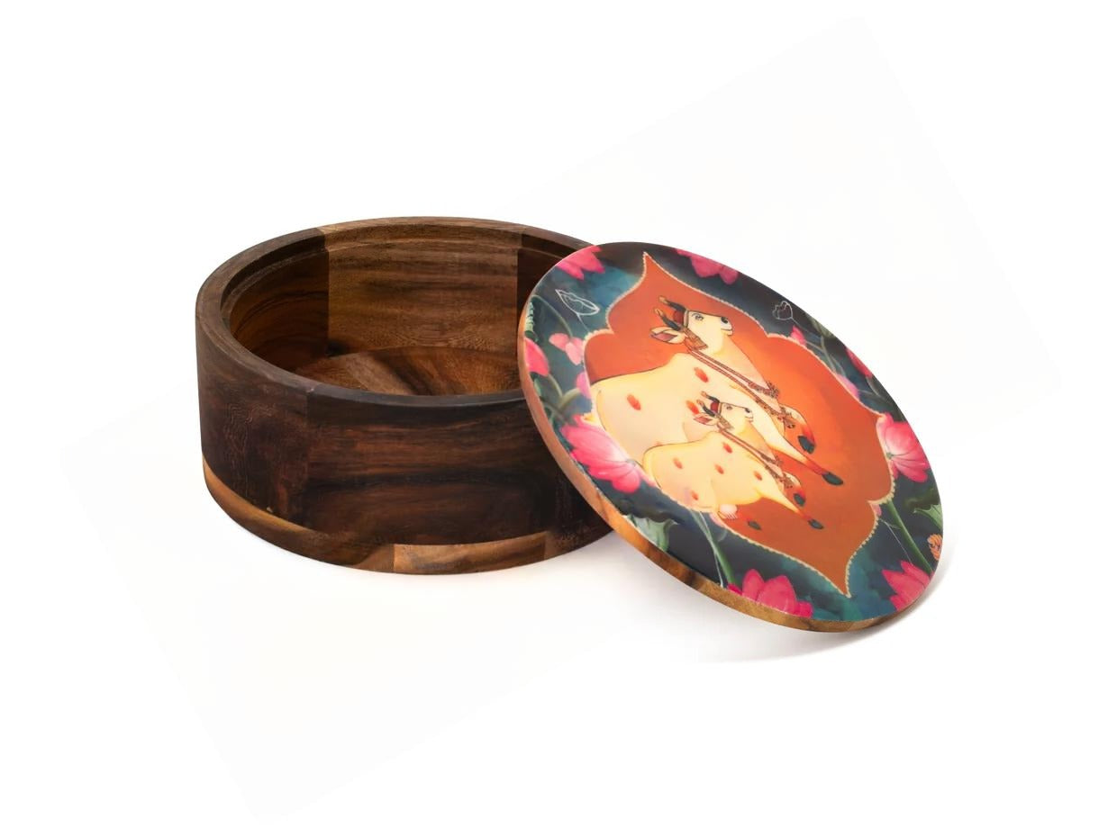 Wooden Round Multipurpose Box