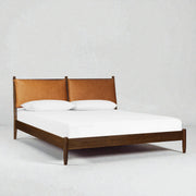 Cyprus Solid Teak Wood And Faux Leather/Fabric Upholstery King Size Bed
