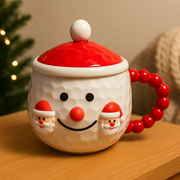 Snowman Ceramic Mug with Removable Santa Faces