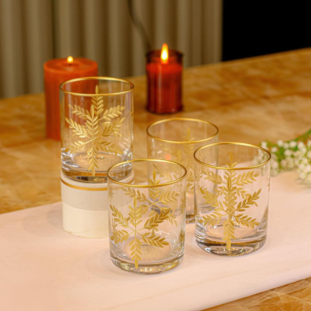 Paris Set of 4 Scotch Glasses | Luxury Whiskey Glasses with Gold Rim